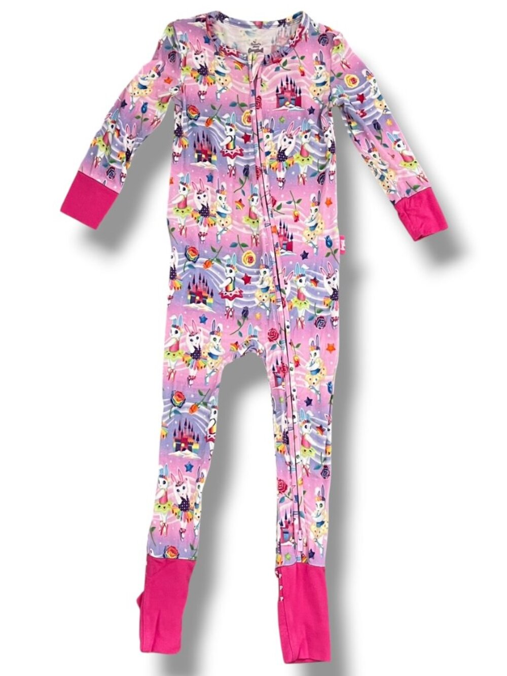 Posh Peanut x Lisa Frank Ballerina Bunnies Convertible One Piece Footie 18-24M